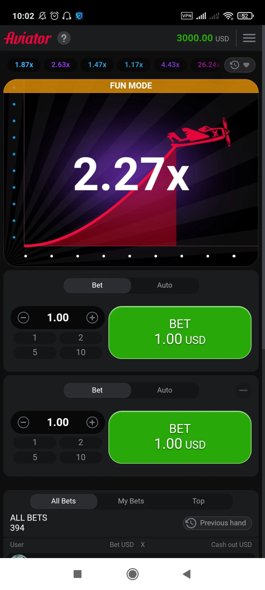 Visit the Aviator page in the Joo Casino app.