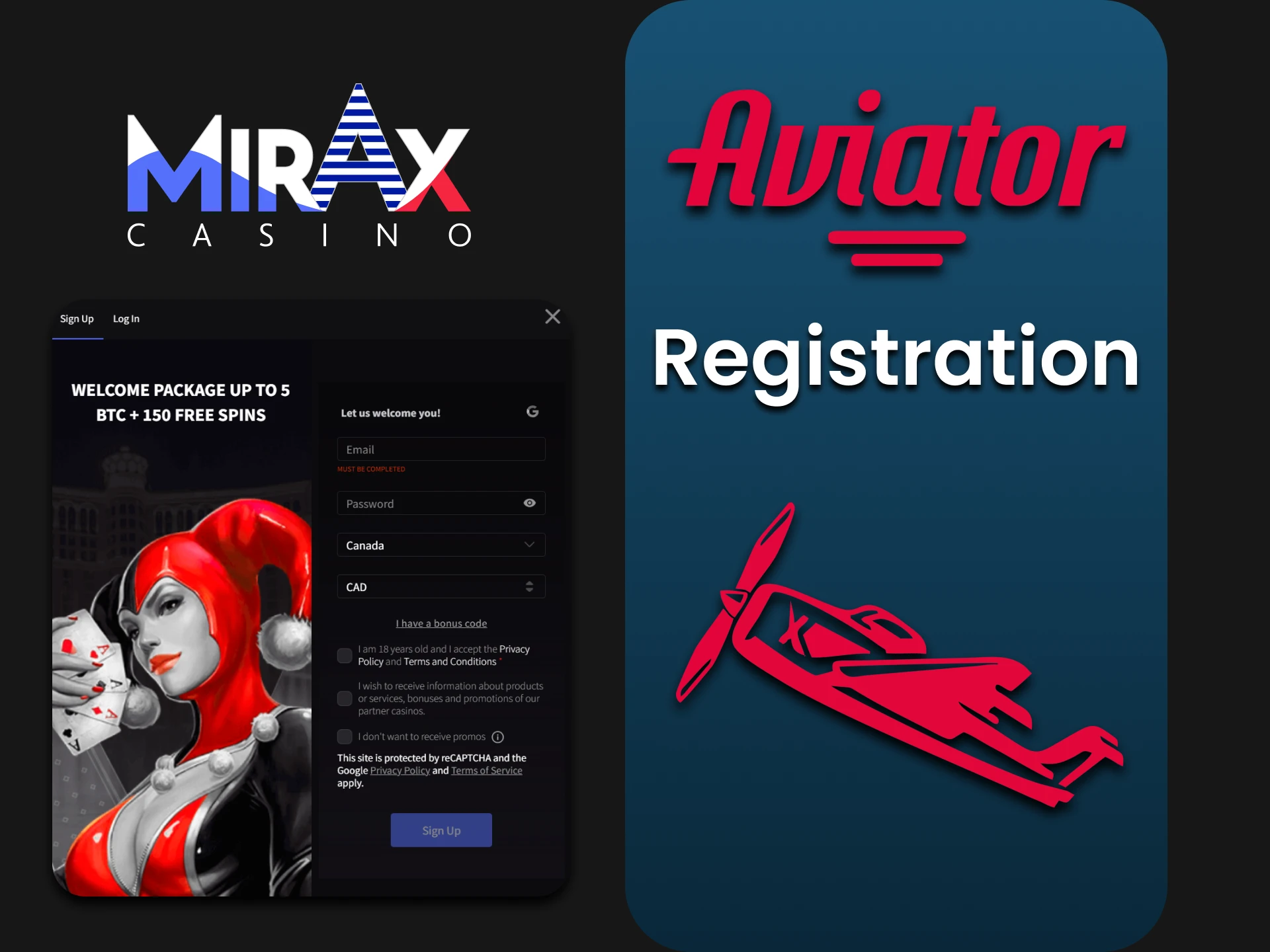 Register on Mirax to play Aviator.