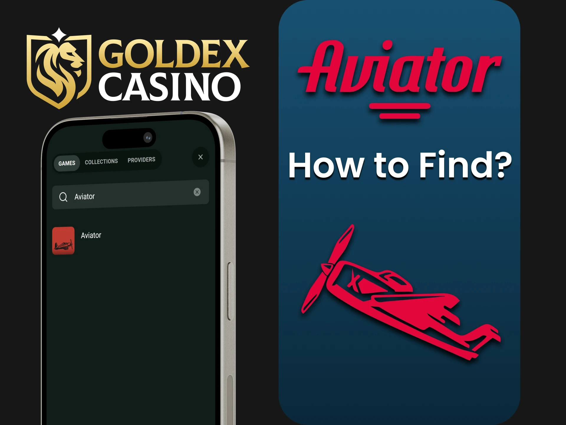 Open the casino games section on the Goldex Casino website to find Aviator.