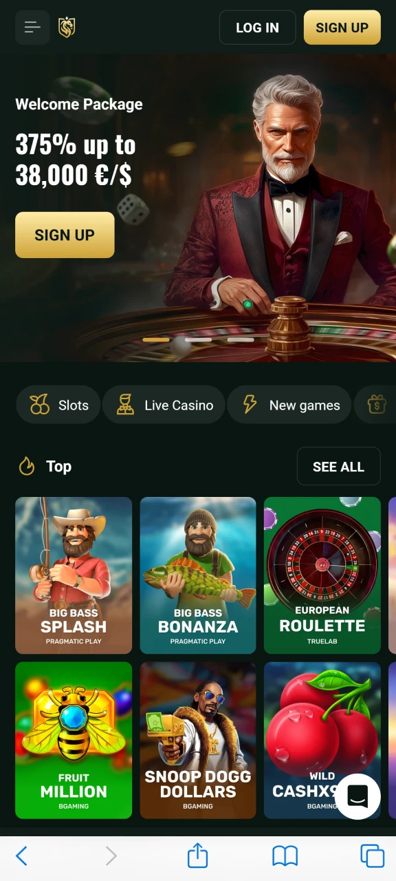 Open Goldex Casino on your iOS device.