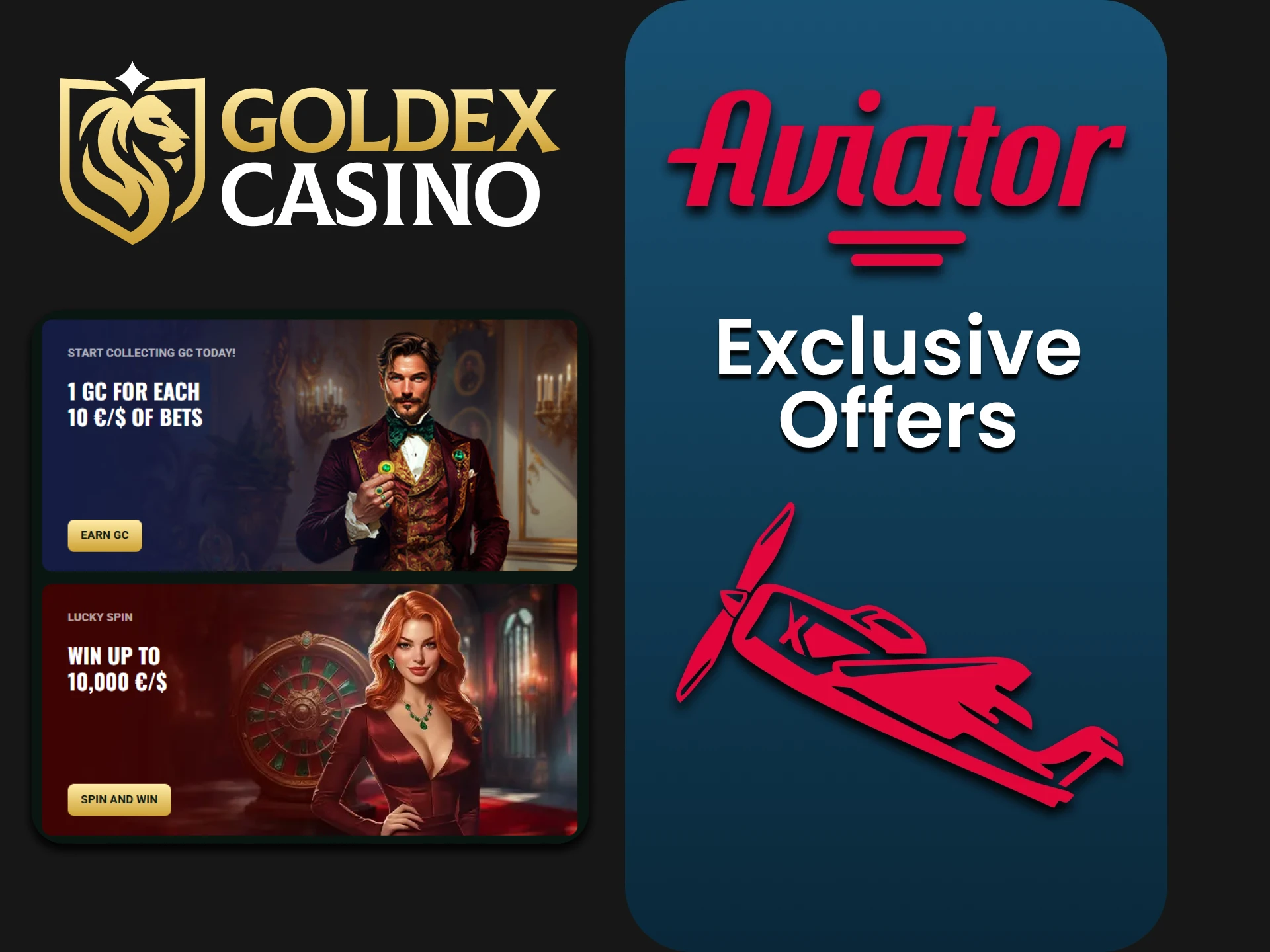 Aviator players can receive exclusive bonuses from Goldex Casino.