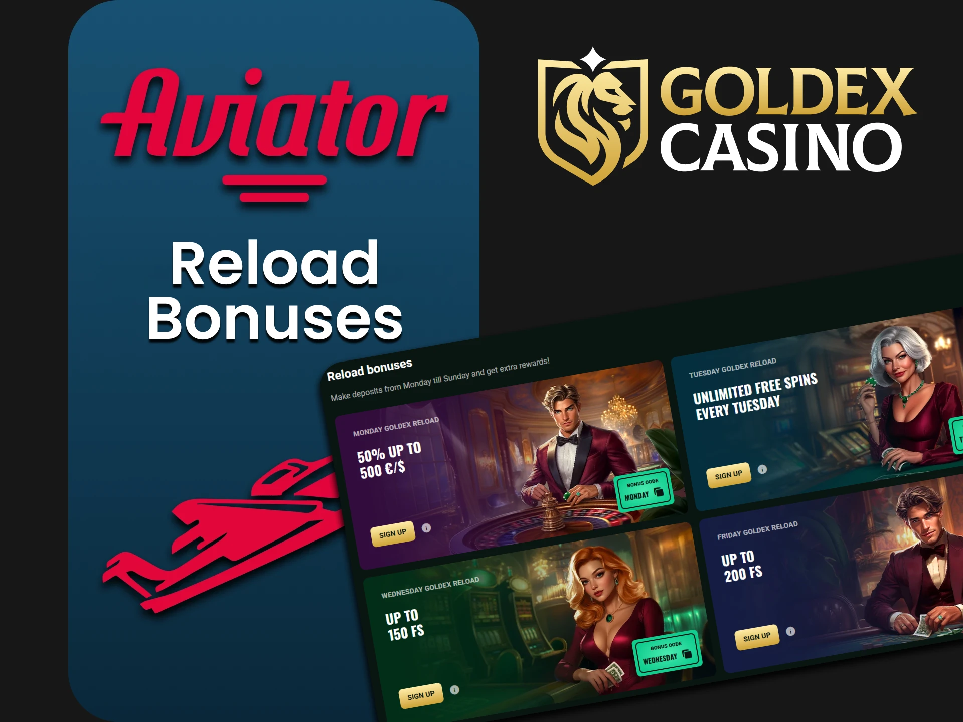 Explore the reload bonuses for Aviator players at Goldex Casino.