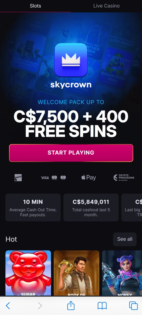 Open the Skycrown website to add the PWA version.