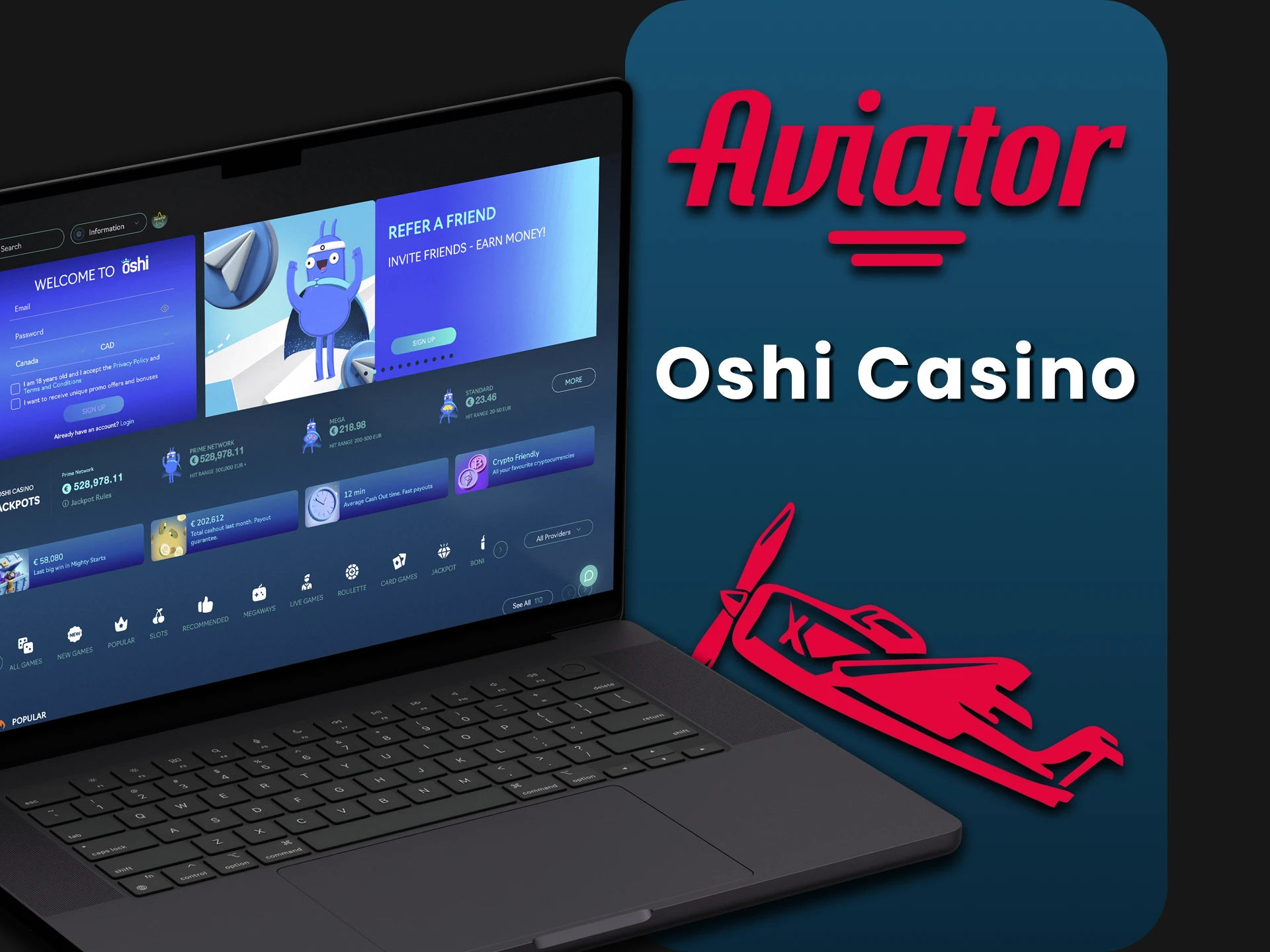 Show off your skills in the Aviator game at Oshi Casino.