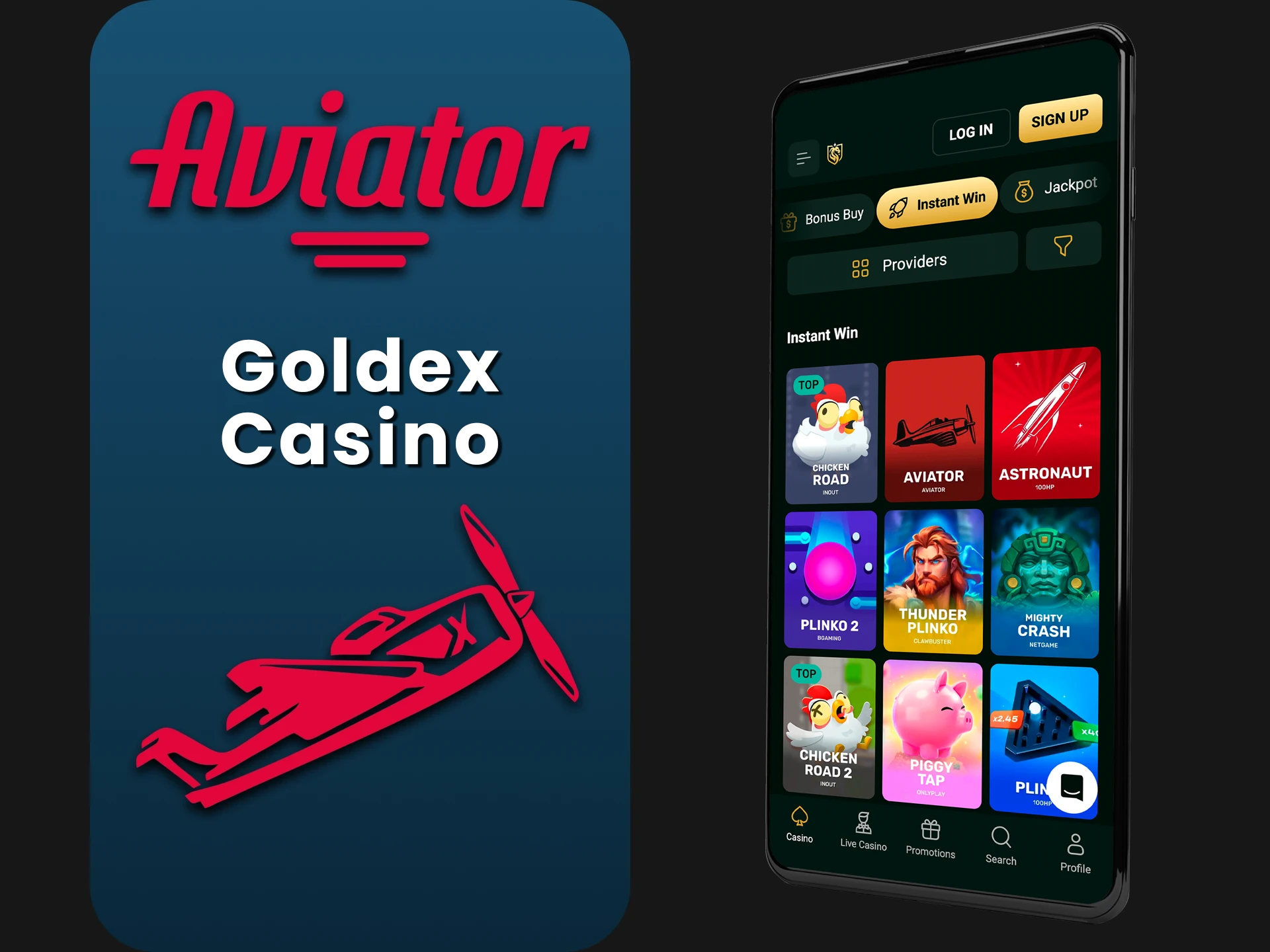 Try the innovative app from Goldex Casino.
